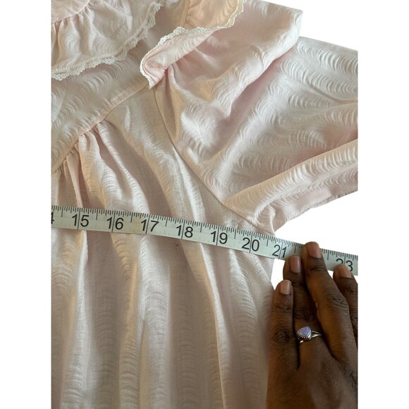 CJS Vintage Long-Sleeve Front Zip Nightgown Ruffled Collar Baby Pink Victorian M - Picture 9 of 12